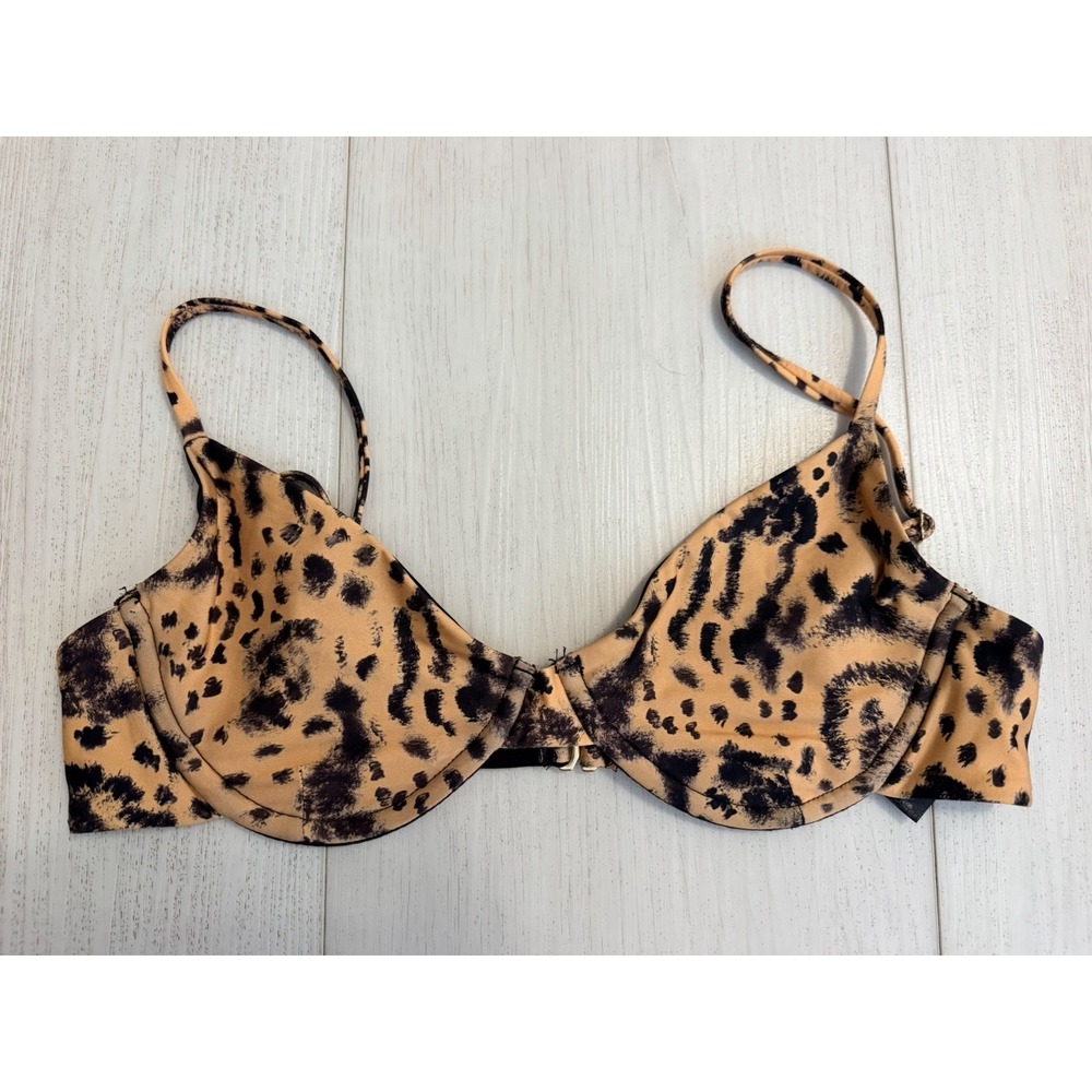 Beach Riot Underwire Bikini Top Sz L - Animal Print